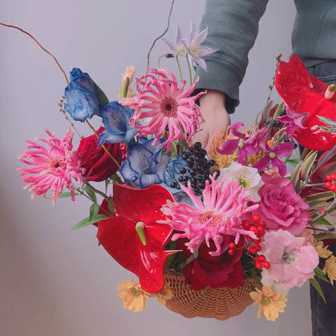 Flowers in a container / images for scale only