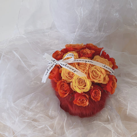 Flowers in a container / images for scale only