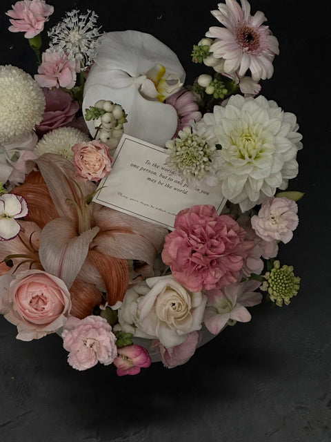 Flowers in a container / images for scale only